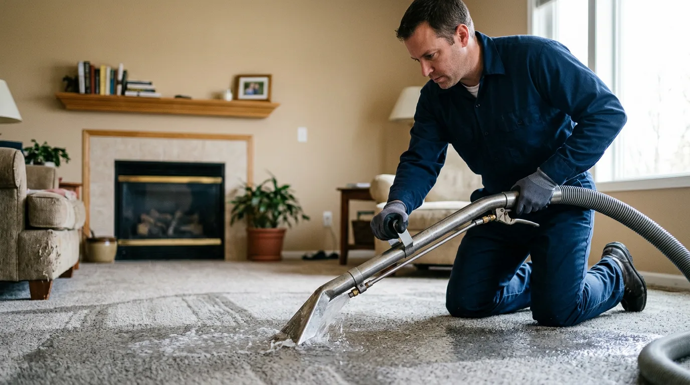 Water damage restoration technician working near Mikado, MI